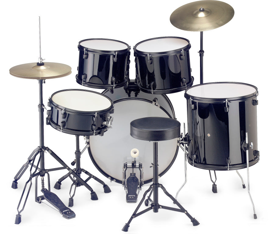 STAGG TIM122B BK 5-piece, 6-ply basswood, 22" standard drum set w/ hardware & cymbals