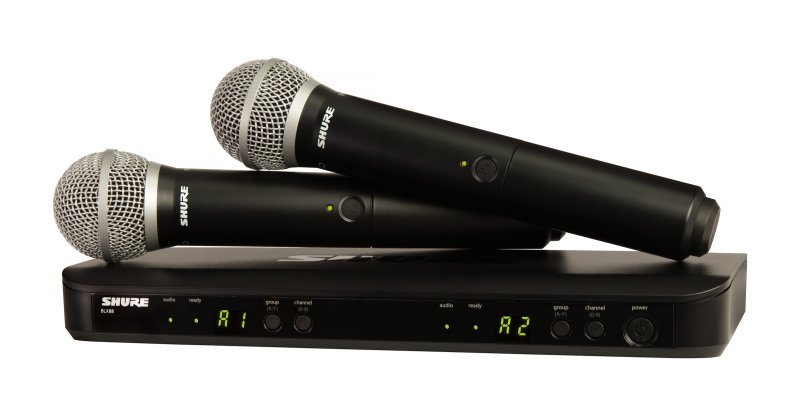 Shure BLX288/PG58-H9-U BLX288/PG48 Wireless Dual Vocal System with Two PG58 Handheld Transmitters - H9 Band