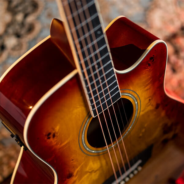 Washburn DFBACEA Deep Forest Burl Grand Auditorium Acoustic Electric Guitar - Amber Fade