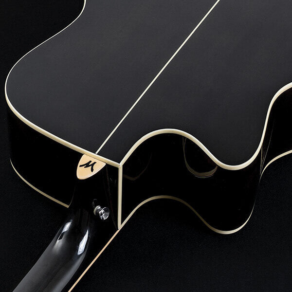 Washburn DFBACEB Deep Forest Burl Grand Auditorium Acoustic Electric Guitar - Black Fade