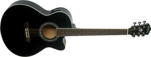 Washburn EA12B-A-U EA12 Festival Series Mini Jumbo Cutaway Acoustic Electric Guitar - Black