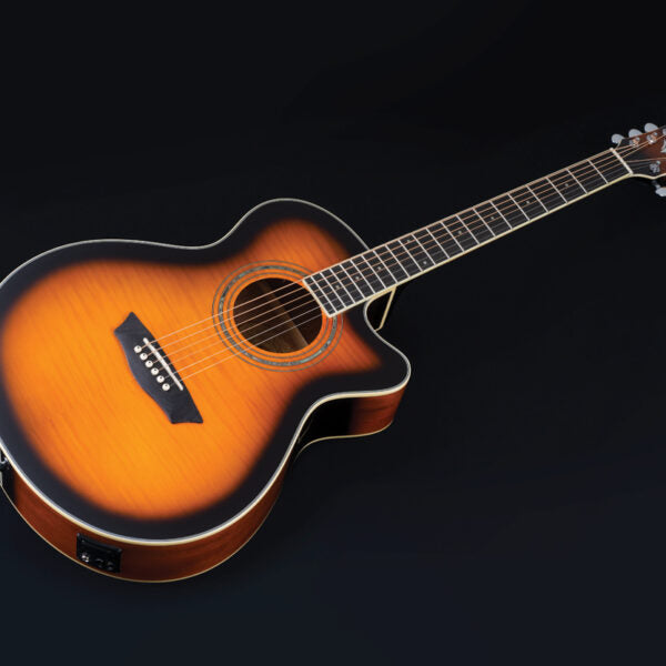 Washburn EA15ATB-A-U EA15 Festival Series Mini Jumbo Cutaway Acoustic Electric Guitar - Tobacco Burst