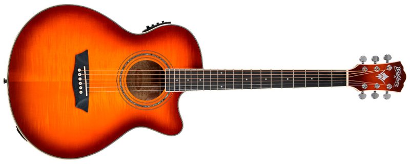 Washburn EA15ITB-A-U EA15 Festival Series Mini Jumbo Cutaway Acoustic Electric Guitar - Ice Tea Burst