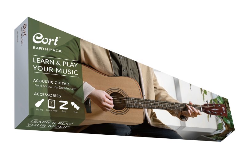 Cort Guitars EARTHPACKOP-A-U Cort EARTHPACKOP Earth Series Acoustic Guitar Starter Pack - Open Pore