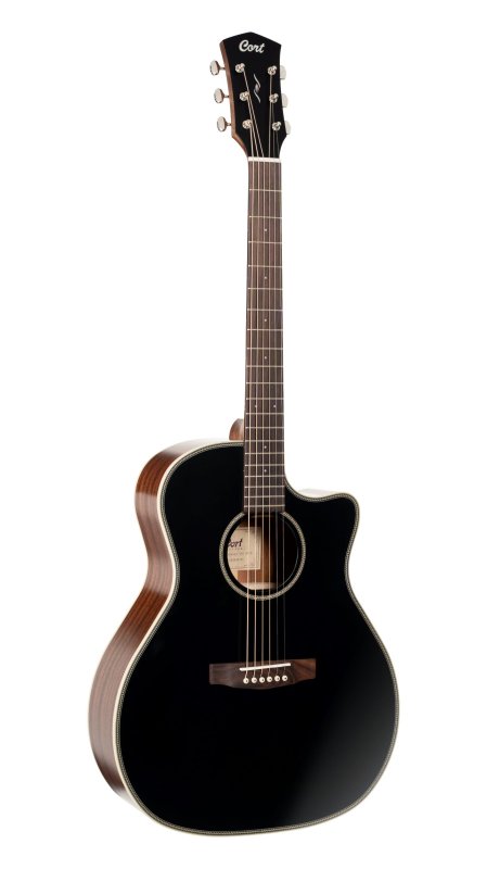 Cort Guitars Cort GA4BTSG Essence Series ES-GA4 Auditorium Acoustic Electric Guitar - Black Top Semi Gloss