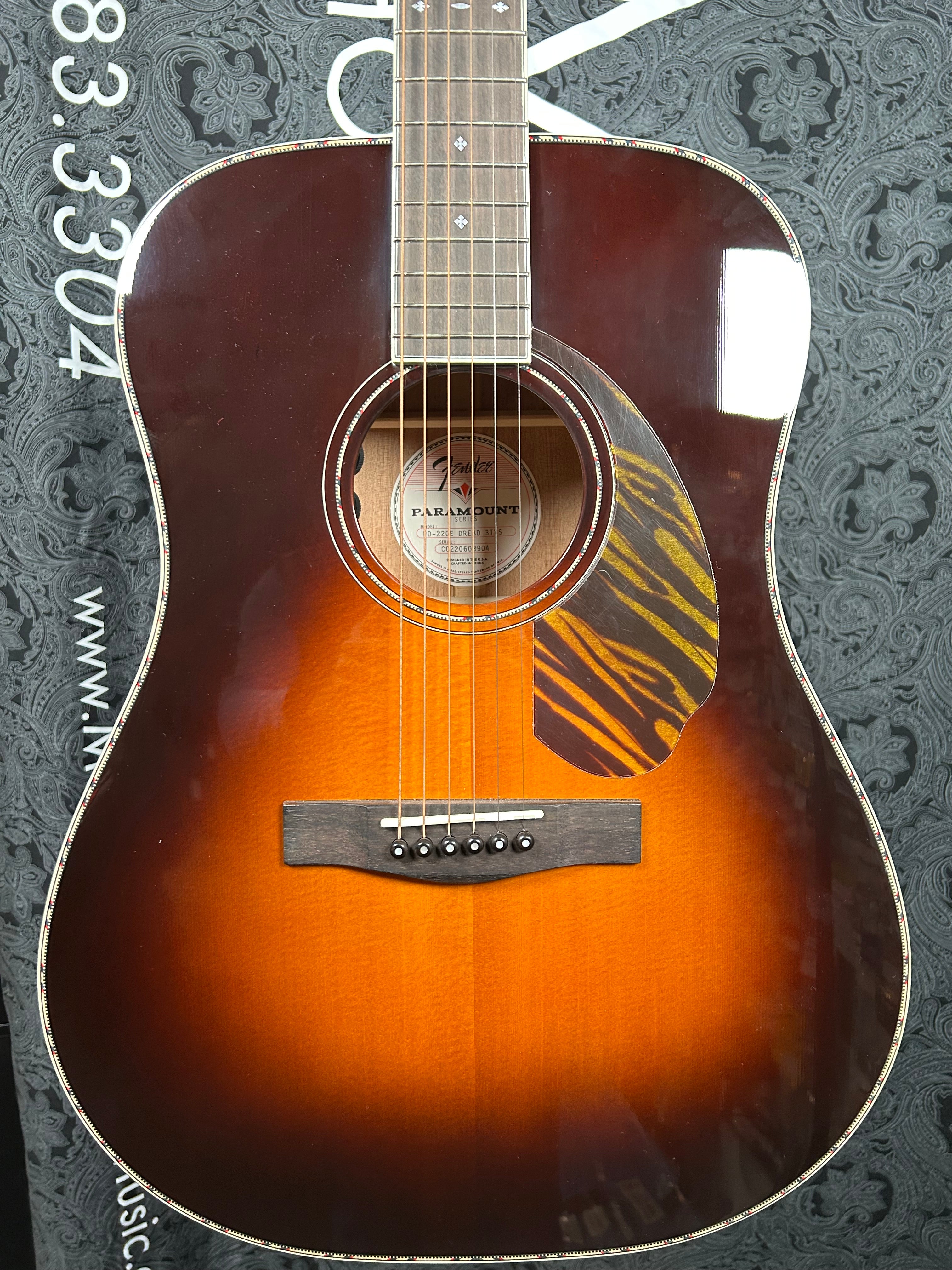 Fender Paramount PD-220E Dreadnought Acoustic Guitar- 3-Color Sunburst
