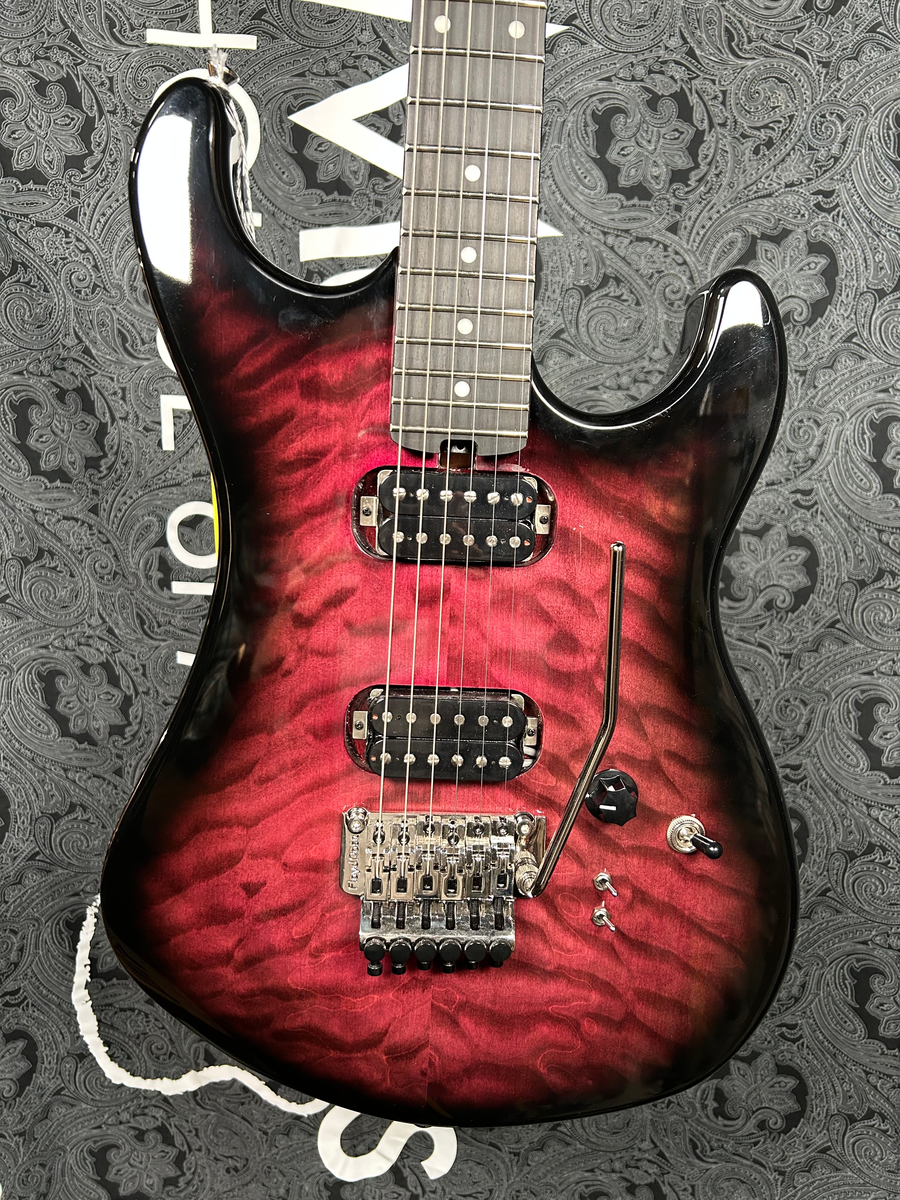 Kramer 84 HH Quilt Electric Guitar- Magenta w/Gig Bag (Pre-Owned)