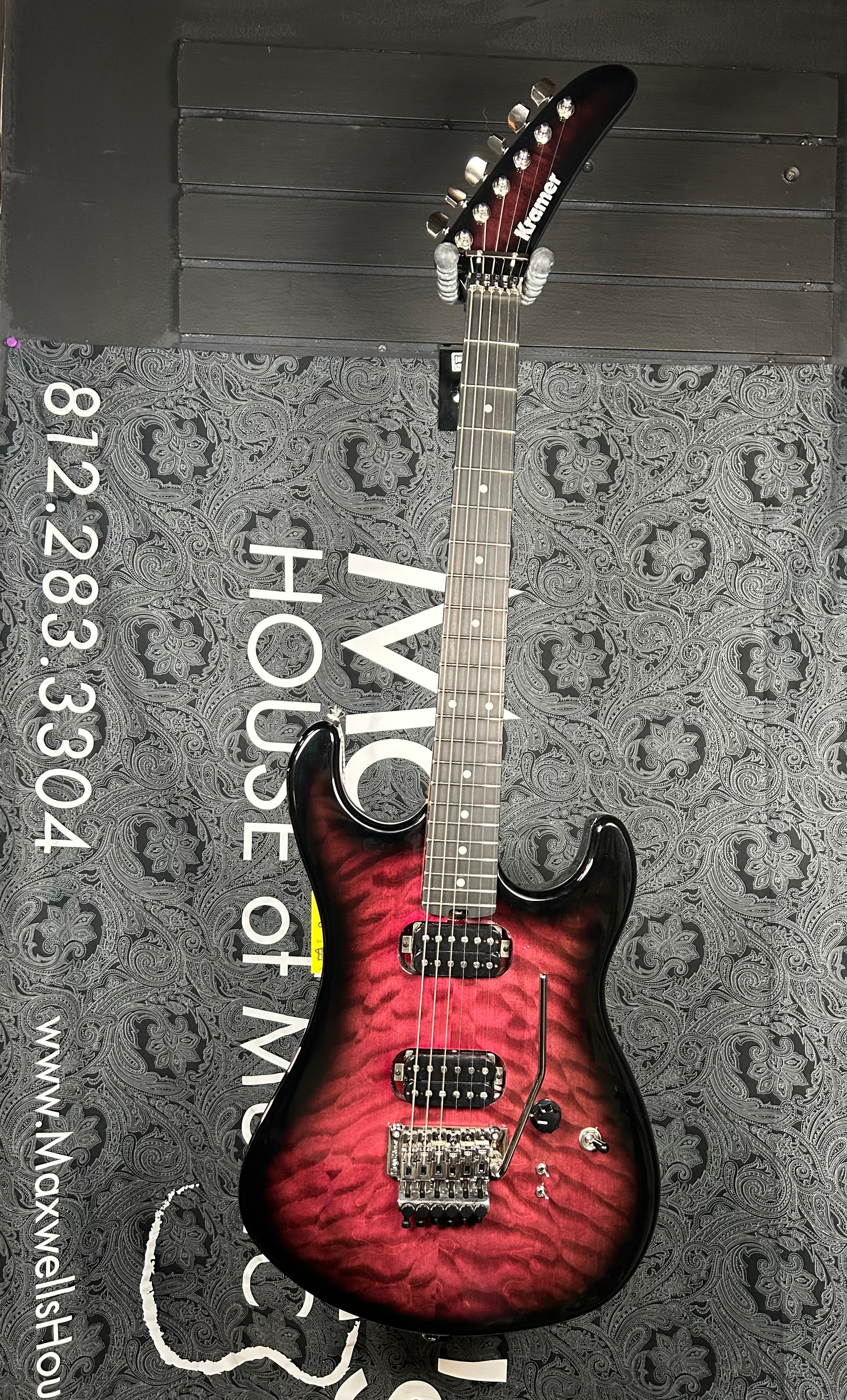 Kramer 84 HH Quilt Electric Guitar- Magenta w/Gig Bag (Pre-Owned)