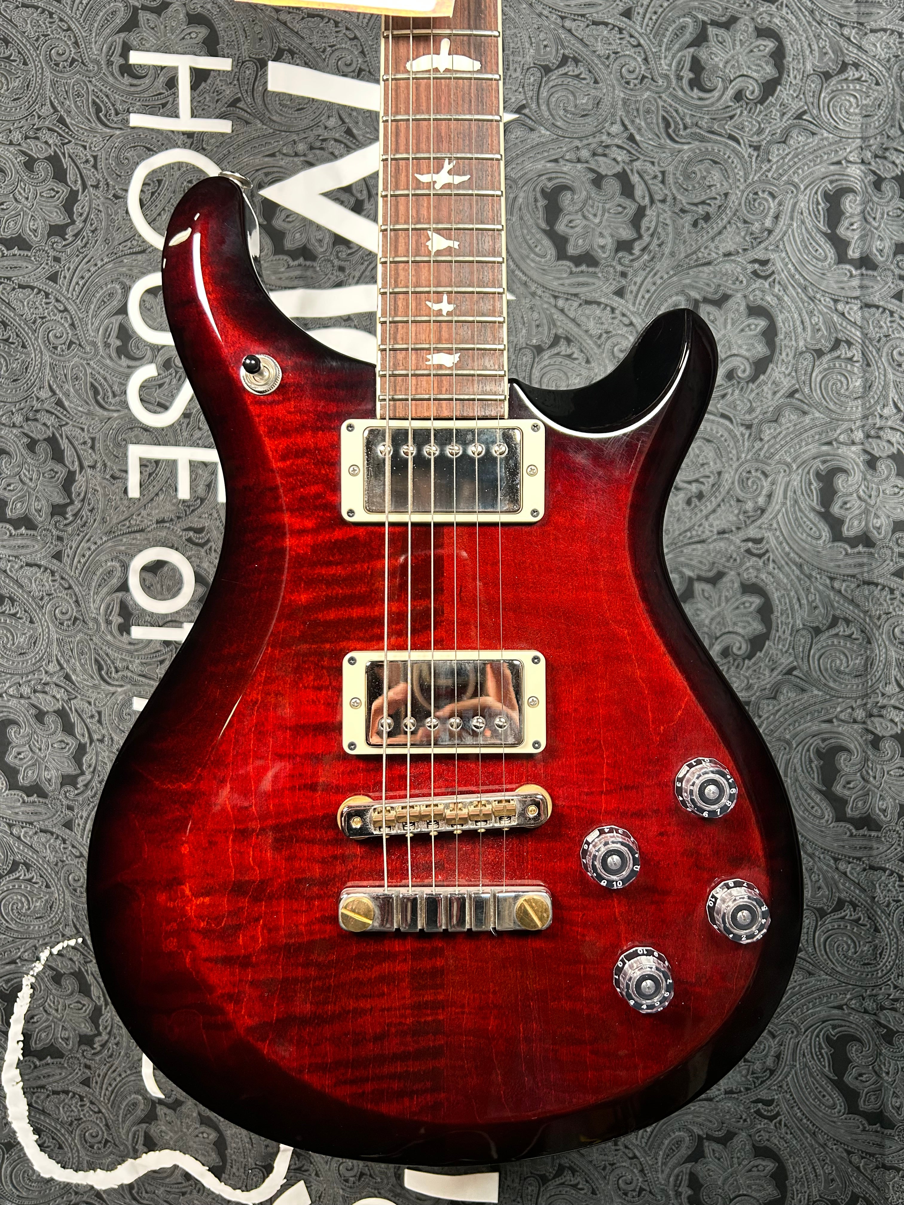 Paul Reed Smith PRS S2 McCarty 594 Electric Guitar- Fire Red w/ Black Wrap Burst (Store Demo Model)