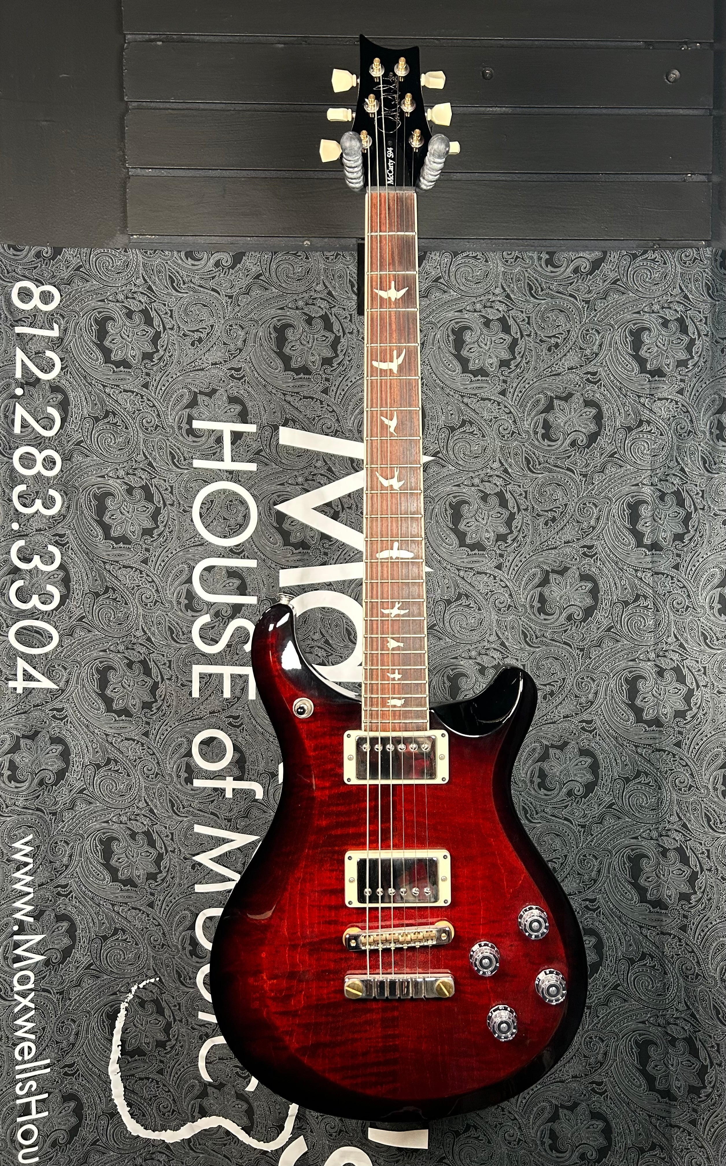 Paul Reed Smith PRS S2 McCarty 594 Electric Guitar- Fire Red w/ Black Wrap Burst (Store Demo Model)