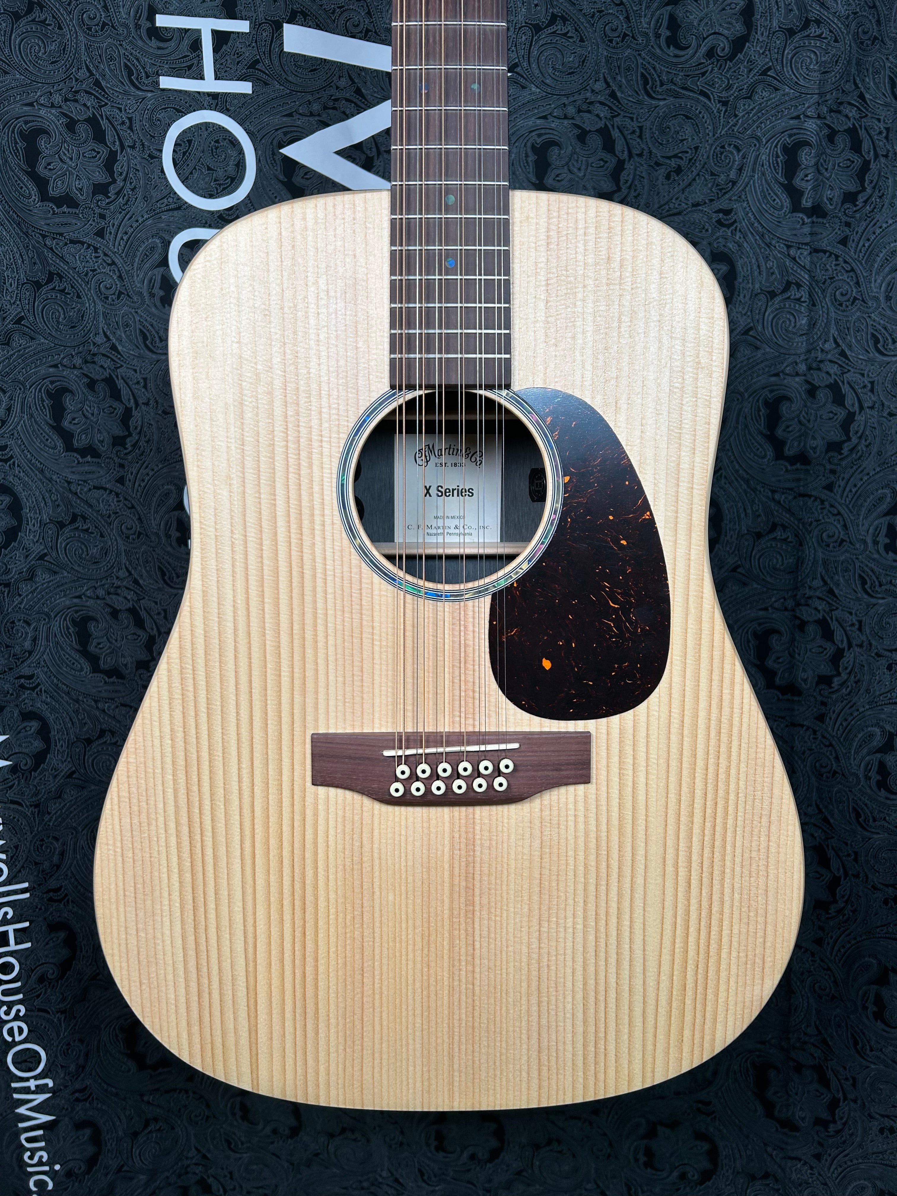 Martin D-X2E 12-string Dreadnought Acoustic Guitar-Brazilian Rosewood Pattern