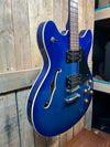 Oscar Schmidt OE-30 Delta King Semi-Hollow Body HH Electric Guitar-Trans Blue (Pre-Owned)