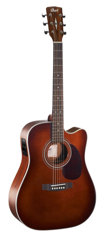 Cort Guitars MR500EBR-A-U Cort MR500EBR MR Series Dreadnought Acoustic Electric Cutaway Guitar - Brown Burst