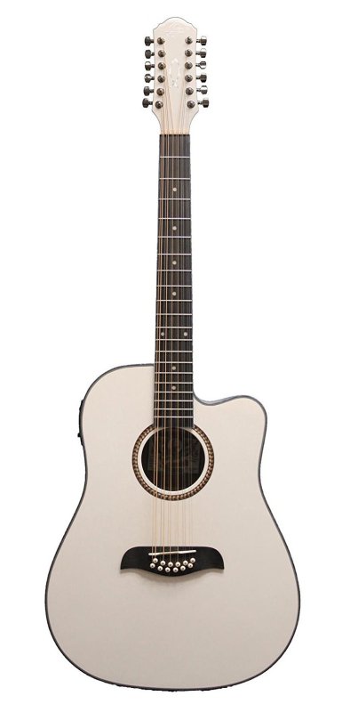 Oscar Schmidt OD312CEWH-A Dreadnought (12 String) Acoustic Electric Guitar - White