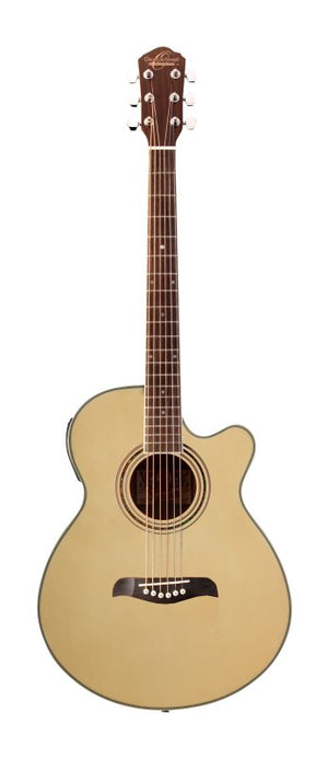 Oscar Schmidt OG10CEN-A Folk Cutaway Acoustic Electric Guitar - Natural Spruce