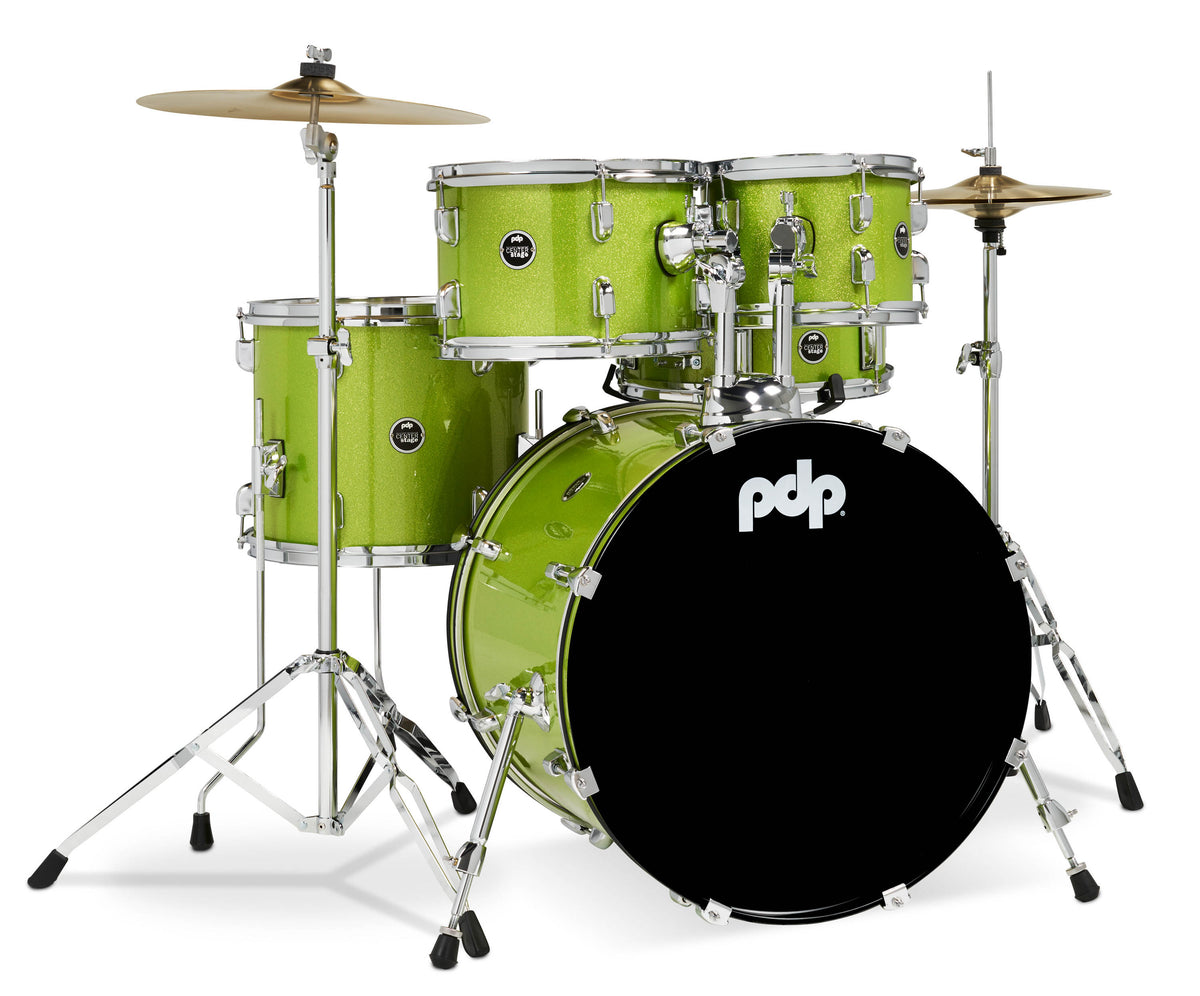 PDP PDCE2015KTEL Center Stage Electric Green Sparkle Drum Set Drum Set