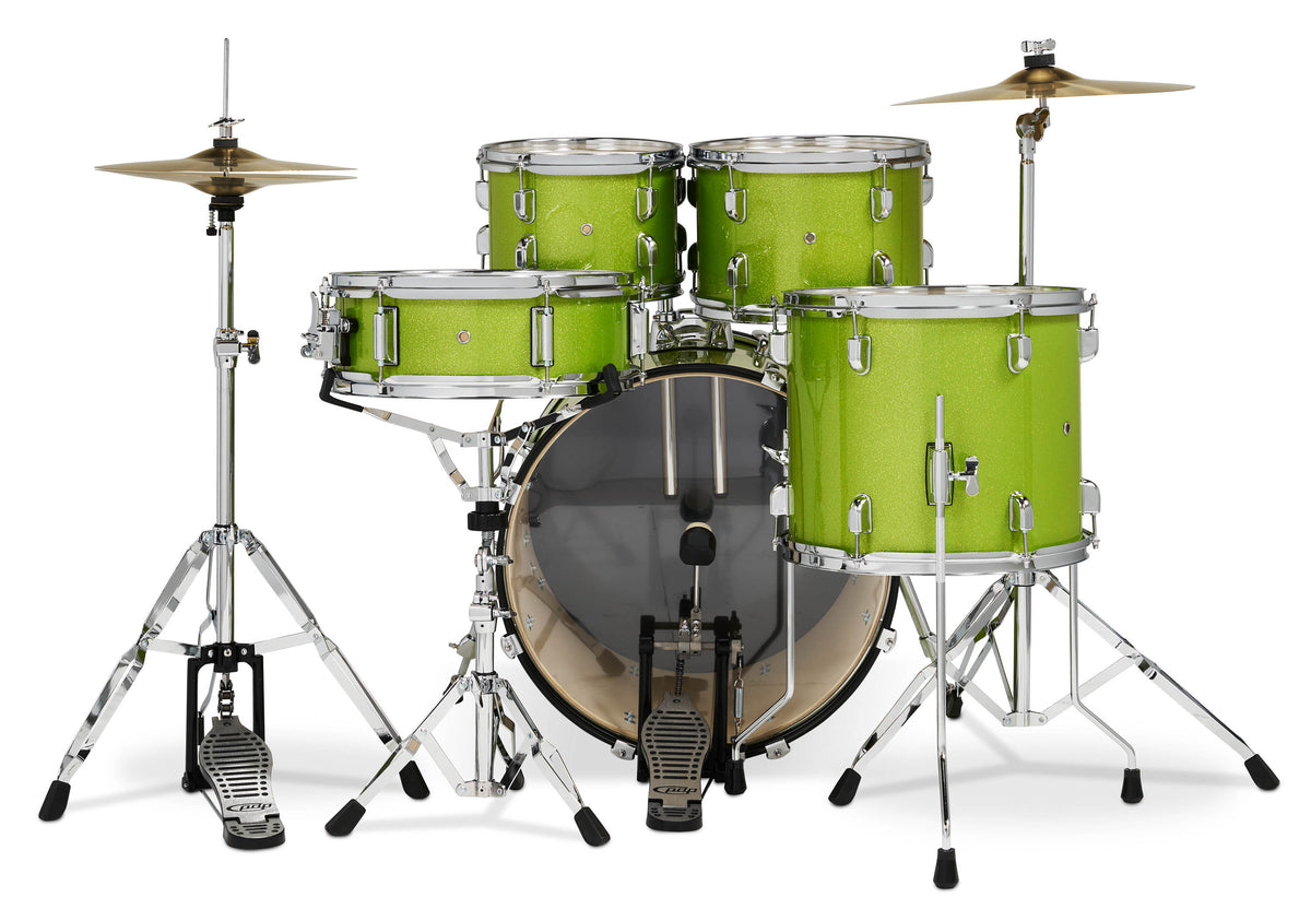 PDP PDCE2015KTEL Center Stage Electric Green Sparkle Drum Set Drum Set
