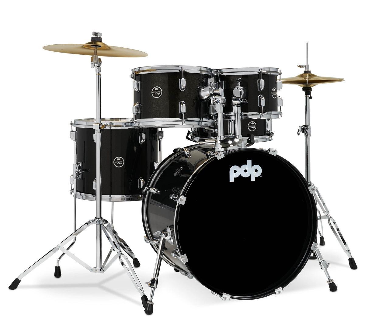 PDP PDCE2015KTIB Center Stage Iridescent Black Sparkle 5pc Drum Set