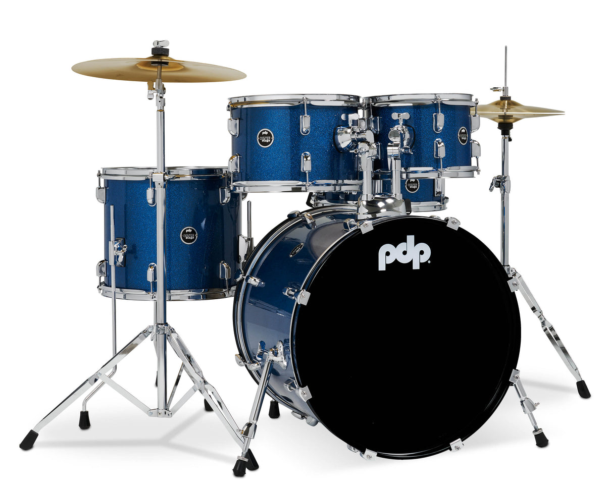 PDP PDCE2015KTRB Center Stage Royal Blue Sparkle 5pc Kit 7x10, 8x12, 12x14F, 14x20, 5x14 Snare. Hardware, Cymbals & Throne Included