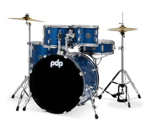 PDP PDCE2015KTRB Center Stage Royal Blue Sparkle 5pc Kit 7x10, 8x12, 12x14F, 14x20, 5x14 Snare. Hardware, Cymbals & Throne Included