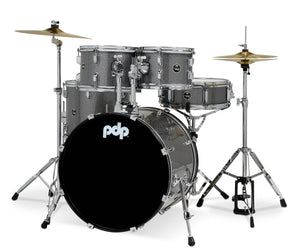 PDP PDCE2015KTSS Center Stage Silver Sparkle 5pc Kit 7x10, 8x12, 12x14F, 14x20, 5x14 Snare. Hardware, Cymbals & Throne Included