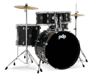 PDP PDCE2215KTIB Center Stage Iridescent Black Sparkle 5pc Kit 7x10, 8x12, 14x16F, 16x22, 5x14 Snare. Hardware, Cymbals & Throne Included