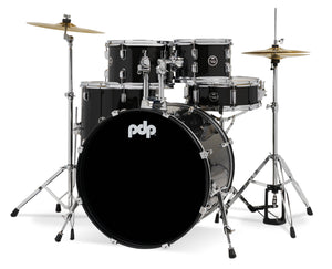 PDP PDCE2215KTIB Center Stage Iridescent Black Sparkle 5pc Kit 7x10, 8x12, 14x16F, 16x22, 5x14 Snare. Hardware, Cymbals & Throne Included