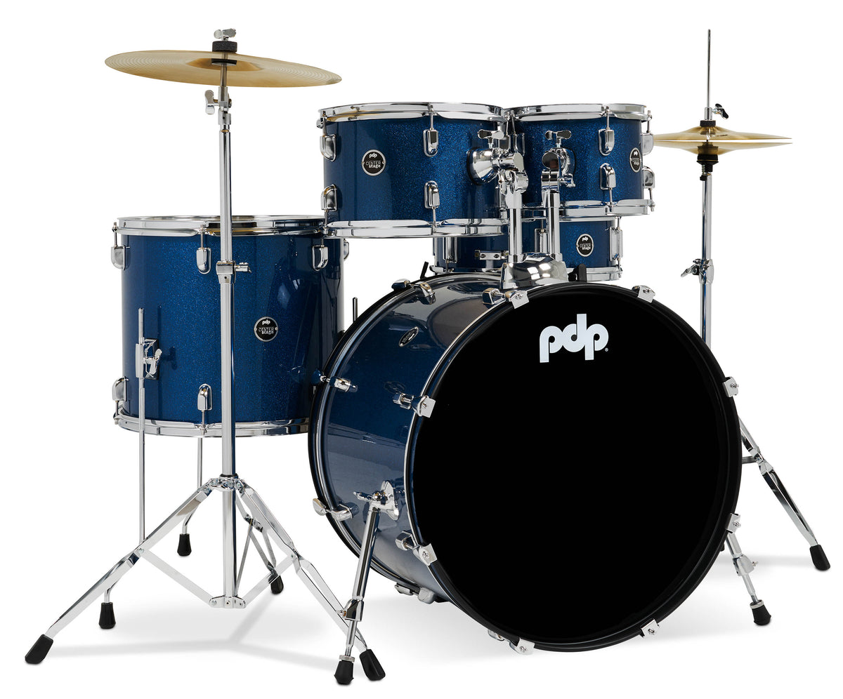 PDP PDCE2215KTRB Center Stage Royal Blue Sparkle 5pc Kit 7x10, 8x12, 14x16F, 16x22, 5x14 Snare. Hardware, Cymbals & Throne Included
