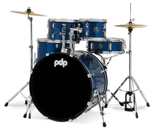 PDP PDCE2215KTRB Center Stage Royal Blue Sparkle 5pc Kit 7x10, 8x12, 14x16F, 16x22, 5x14 Snare. Hardware, Cymbals & Throne Included