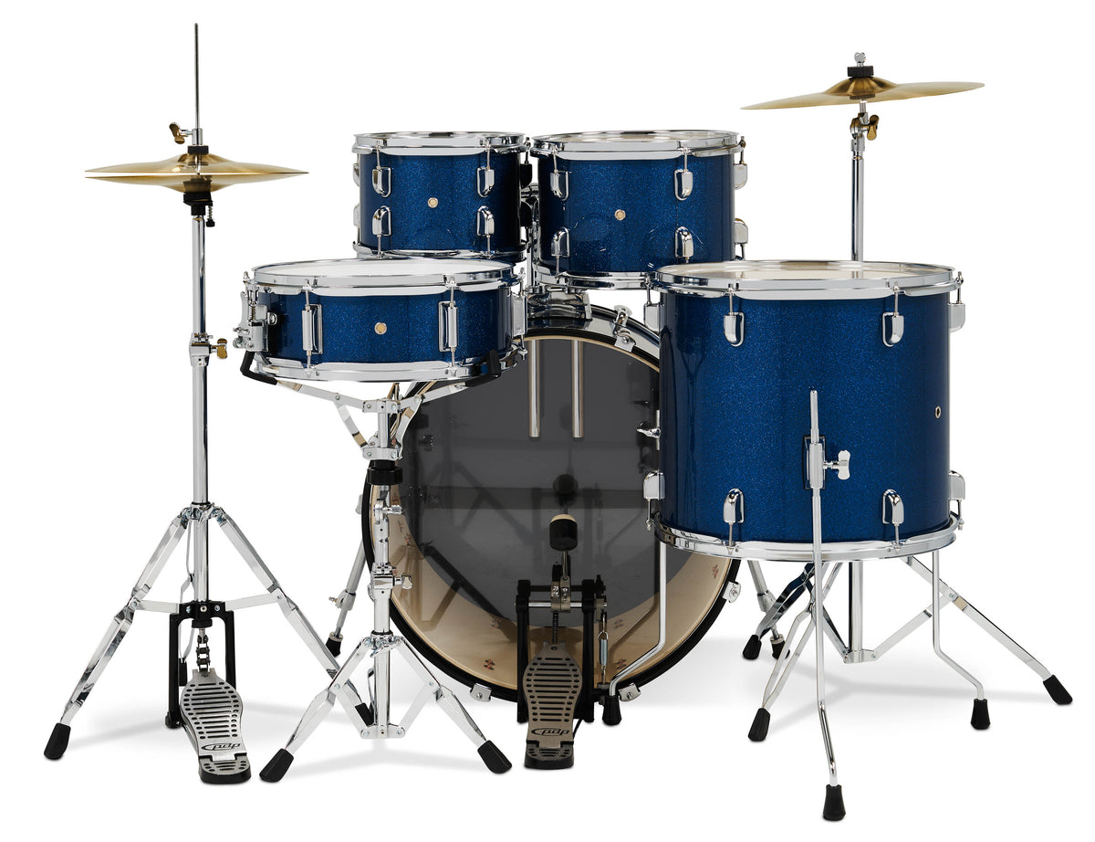 PDP PDCE2215KTRB Center Stage Royal Blue Sparkle 5pc Kit 7x10, 8x12, 14x16F, 16x22, 5x14 Snare. Hardware, Cymbals & Throne Included