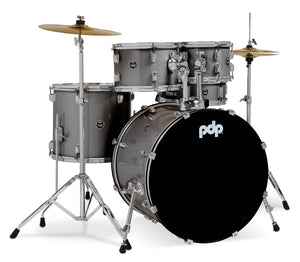 PDP PDCE2215KTSS Center Stage Silver Sparkle 5pc Kit 7x10, 8x12, 14x16F, 16x22, 5x14 Snare. Hardware, Cymbals & Throne Included
