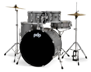 PDP PDCE2215KTSS Center Stage Silver Sparkle 5pc Kit 7x10, 8x12, 14x16F, 16x22, 5x14 Snare. Hardware, Cymbals & Throne Included