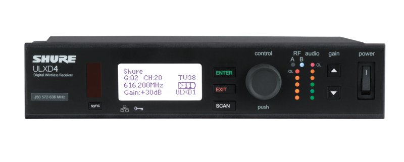 Shure ULXD4-J50A Digital Wireless Receiver - J50 Band (572-616 MHz)