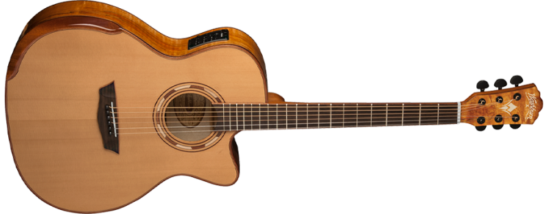 Washburn WCG66SCE-O-U G66SCE Comfort Deluxe 66 Auditorium Cutaway Acoustic Electic Guitar - Spalted Maple