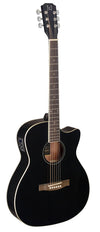 J.N GUITARS Black acoustic-electric auditorium guitar with solid spruce top, Bessie series BES-ACE BK