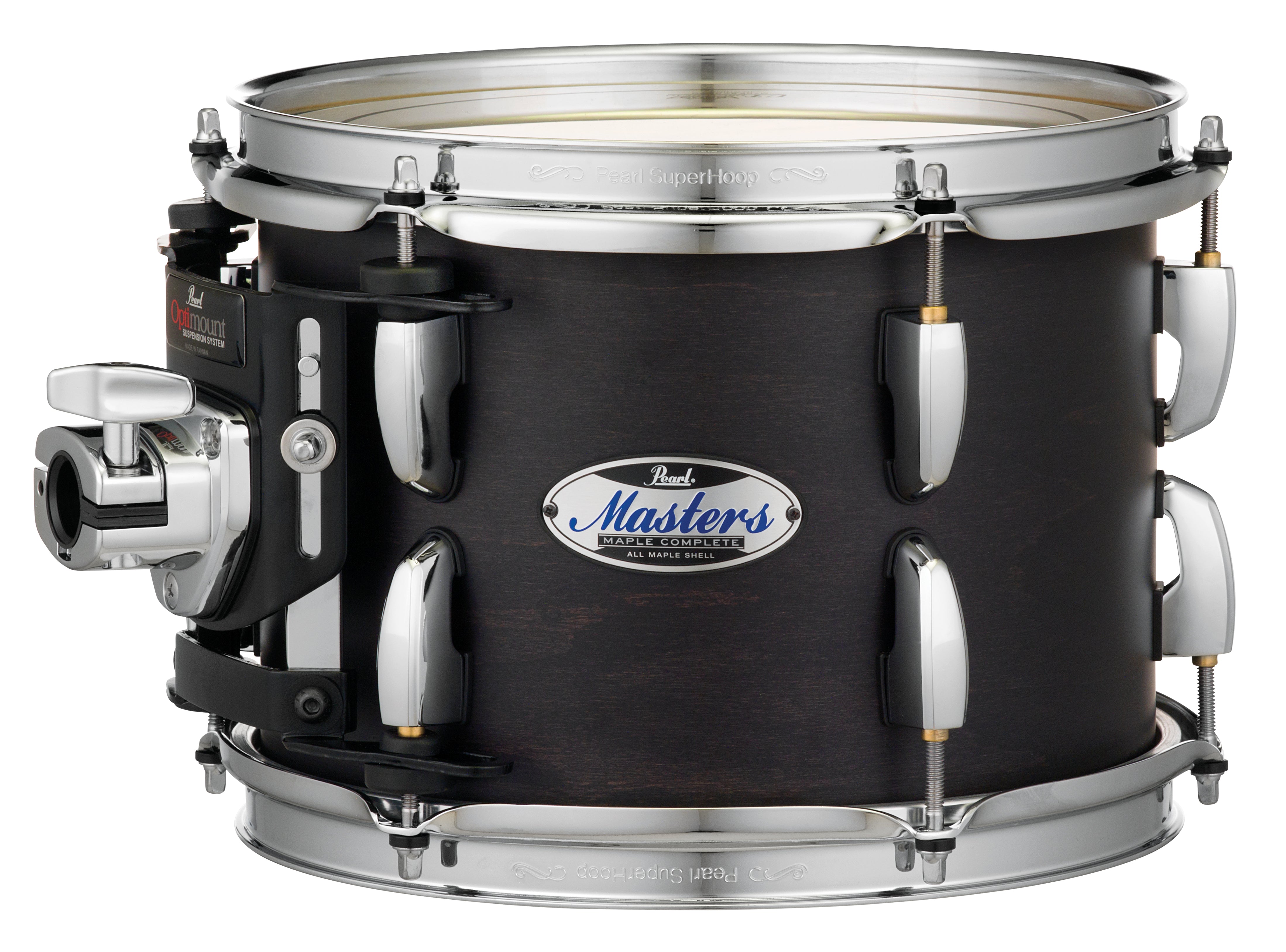 Pearl Masters Maple Complete 10"x8" tom w/optimount MATTE BLACK MIST MCT1008T/C124