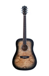 Washburn DFBDB Deep Forest Burl Dreadnought Acoustic Guitar. Black Fade DFBDB-U