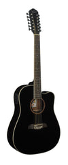 Oscar Schmidt OD312CEB-A Dreadnought (12 String) Cutaway Acoustic Electric Guitar. Black OD312CEB-A-U