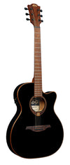 LAG T118ASCE-BLK Tramontane Auditorium Slim Cutaway Acoustic-Electric Guitar. Black T118ASCE-BLK-U
